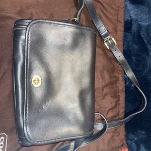 Coach vintage black leather 9812 Ridgefield Flap Black Bag